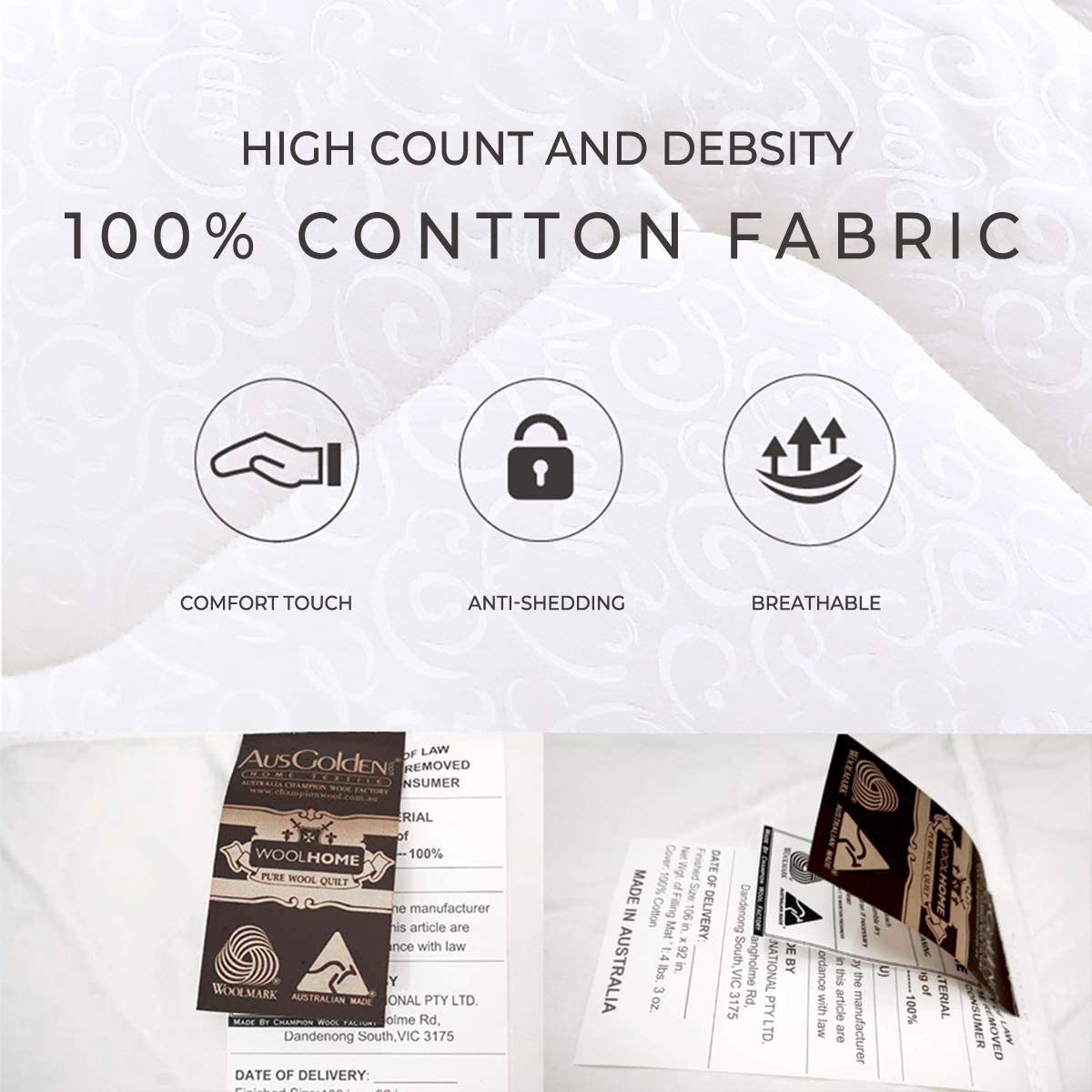 AusGolden™ Baron Australian All Seasons Wool Quilt 350GSM